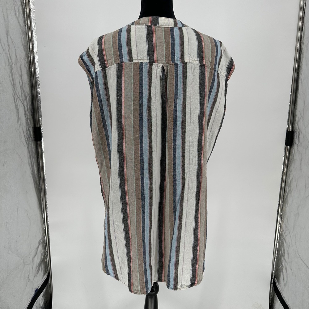 Soft Surroundings Sera Linen Blend Stripe Long Tunic Top Slits Lagenlook L - Picture 8 of 8